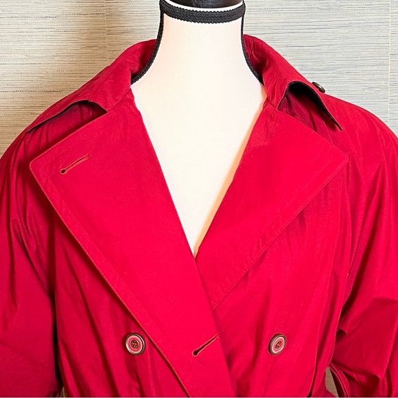 VTG NWT London Fog Red Trench Coat Zip Out Down Lining Rain Winter Womens Size 6 - Picture 3 of 13